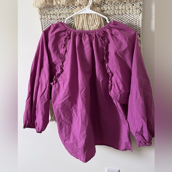 Cleobella Jess Blouse in Azalea Puff Sleeve Pink Ruffle Top Size Medium - Picture 4 of 4